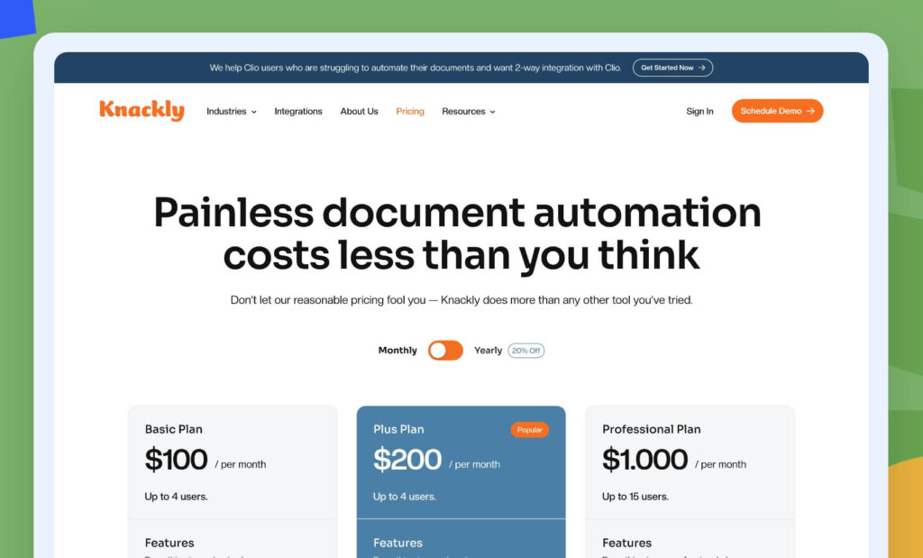 Most SaaS websites highlight the pricing plans or different options