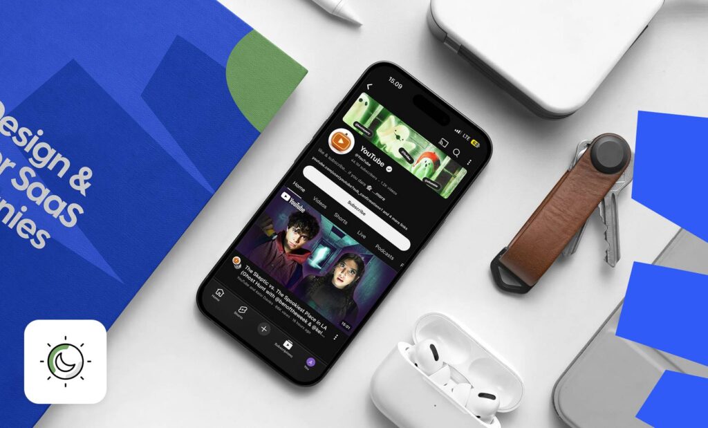 Smartphone displaying the YouTube app in dark mode
