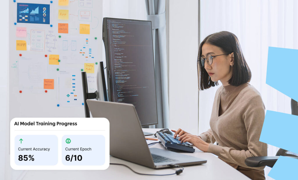 A staff trying AI model training to set realistic expectations