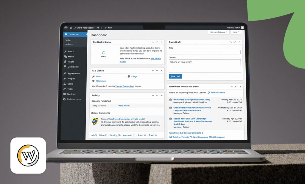 Using WordPress to build a website on the laptop