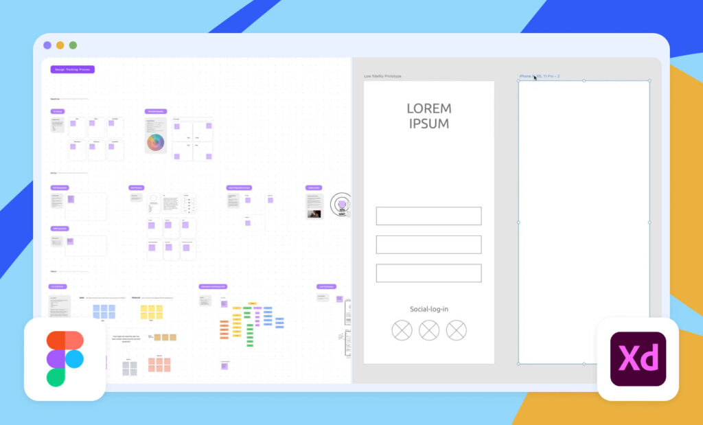 The design process of Figma and Adobe XD