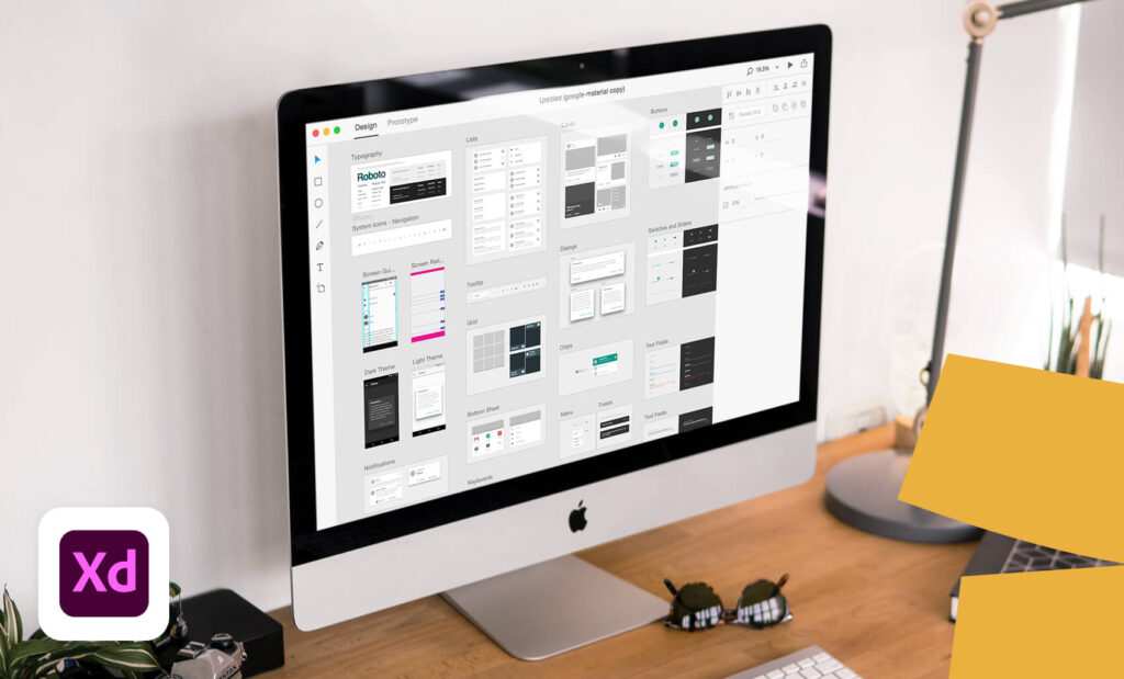 Adobe XD on the desktop Mac screen