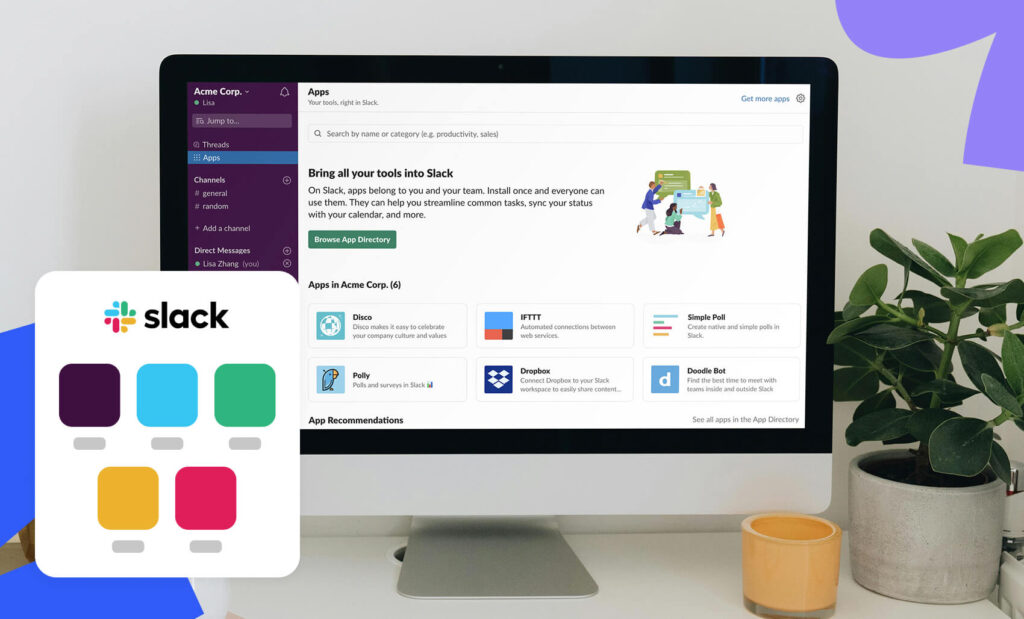 Slack’s app color palette displayed on a Mac screen