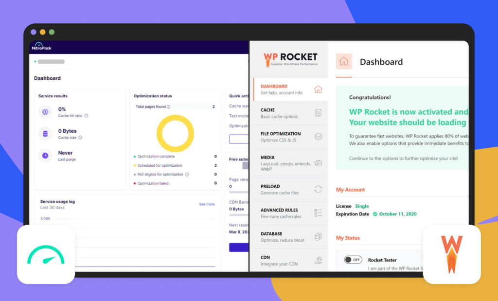 Ease of use comparison between WP Rocket and Nitropack