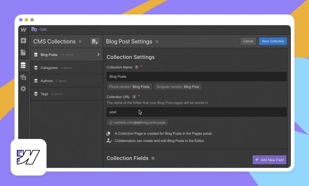 A screen showing how to set a proper URL in Webflow’s SEO settings